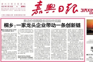 嘉興日報頭版頭條點贊！桐鄉(xiāng)：一家龍頭企業(yè)帶動一條創(chuàng)新鏈